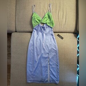 Green and Lavender Spaghetti Strap Dress